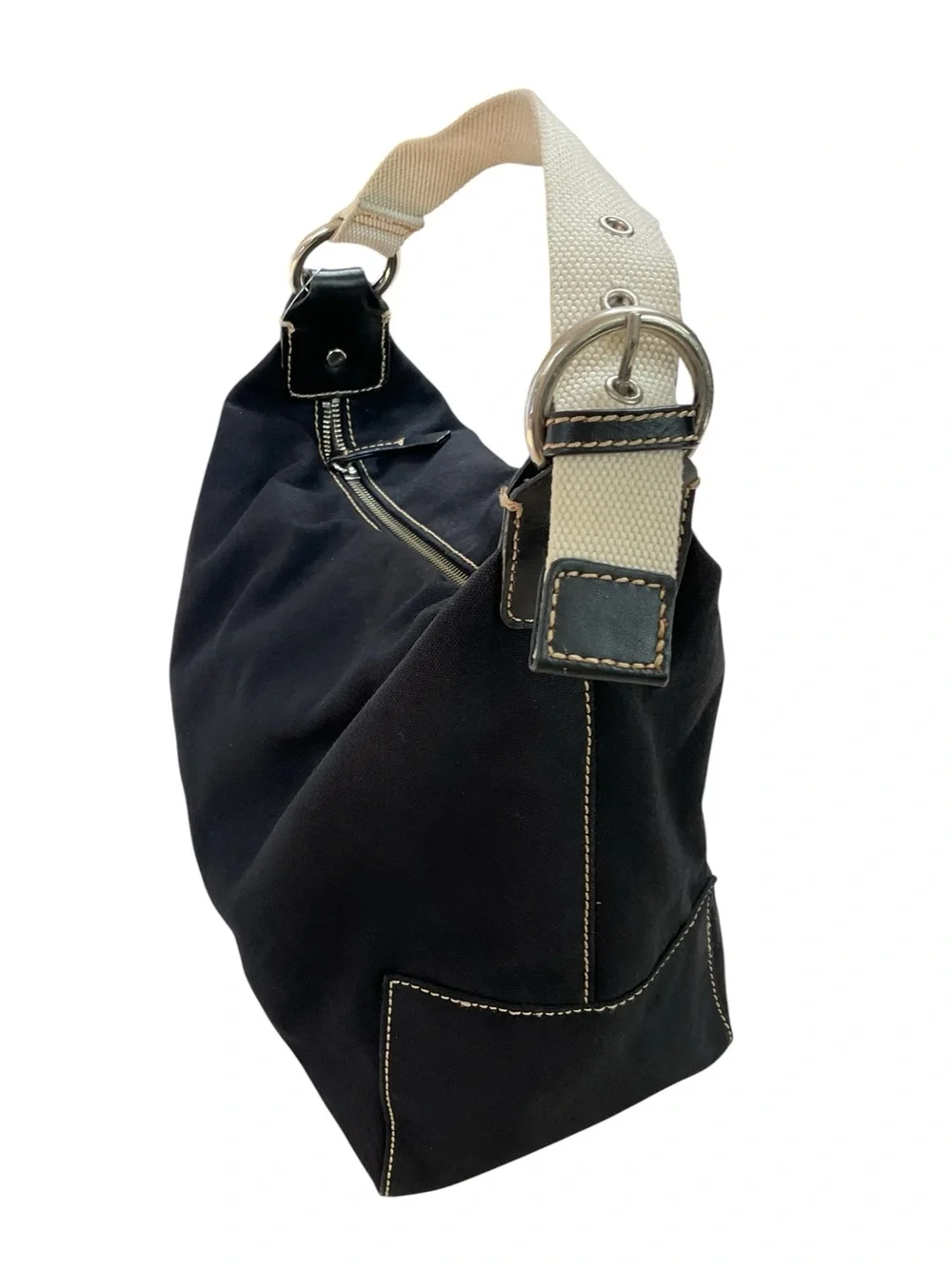 GAP Black Canvas Shoulder Bag with Cream Strap